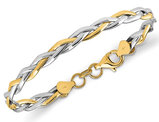 14K White and Yellow Gold Twisted Bangle Bracelet